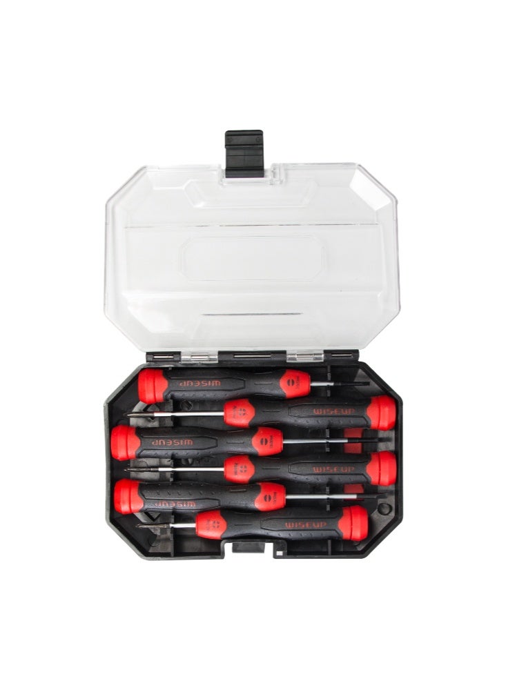 وايزأب طقم مفك الكترونيات 6 قطع هيفي ديوتي مناسب للساعات والنظارات والساعات والكمبيوتر والاصلاحات الالكترونية، مفك مسامير دقيق متعدد الوظائف - Image 1