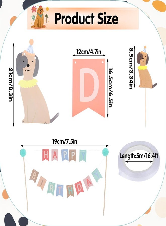 LLOUSSAK Dog Themed Banner Happy Birthday Banner Dog Birthday Decorations, 12 Pcs Dog Cupcake Toppers Puppy Party Decorations for Dog Lover, Birthday Puppy Decorations - Image 2