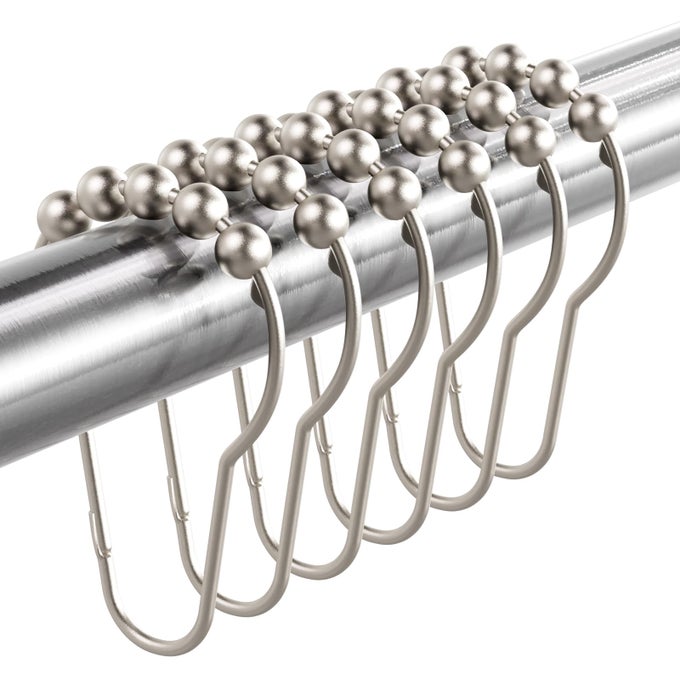 SHOWER CURTAIN HOOKS RINGS RUSTRESISTANT METAL SHOWER CURTAIN HOOKS FOR BATHROOM SHOWER RODS SHOWER HOOKS SHOWER RINGS FOR CURTAIN SET OF 12 MATTE NICKEL