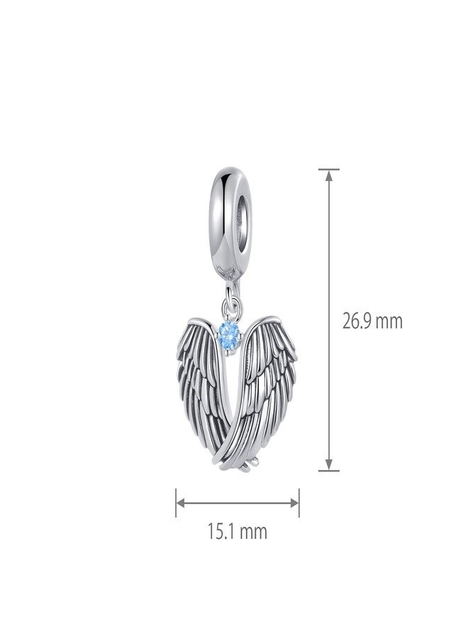 MiiFort Wings of Angels Love Protection Blue March Birthstones Dangle Charm Compatible with Pandora Charms Bracelets - Image 3