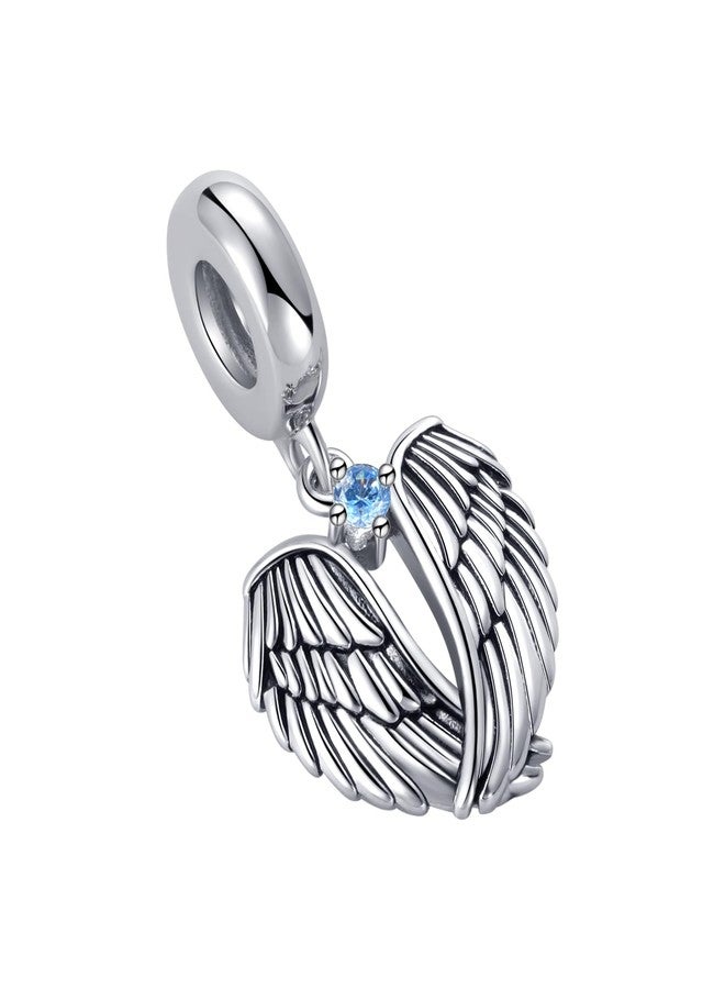 MiiFort Wings of Angels Love Protection Blue March Birthstones Dangle Charm Compatible with Pandora Charms Bracelets - Image 2