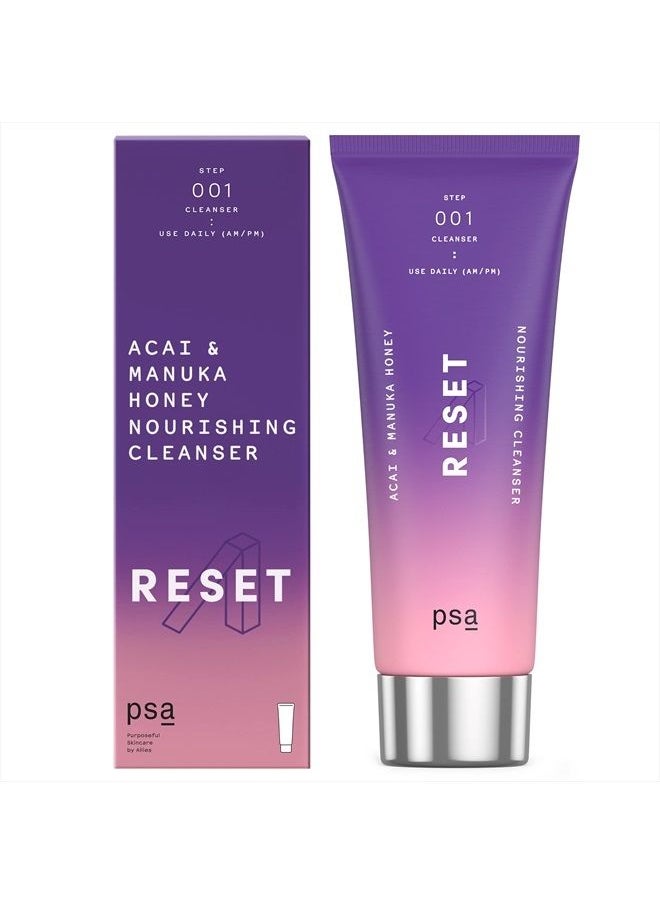 Purposeful Skincare by Allies PSA RESET Acai & Manuka Honey Nourishing Cleanser: Daily Nourishing Cleanser with Acai & Pomegranate Extract, Manuka Honey UMF 16+, Yoghurt, Lactic Acid. 100 ml / 3.4 oz  - Image 2