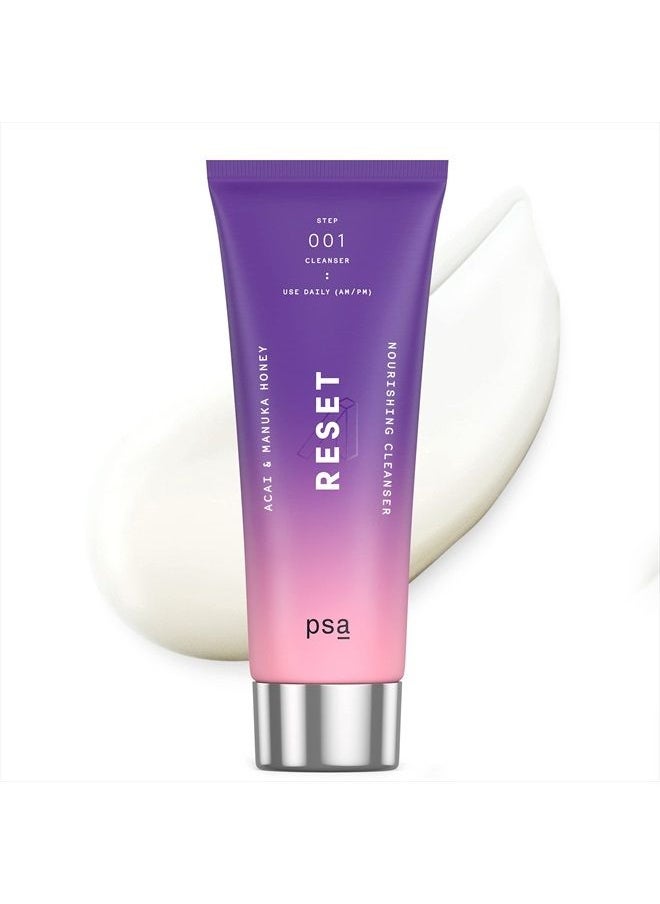 Purposeful Skincare by Allies PSA RESET Acai & Manuka Honey Nourishing Cleanser: Daily Nourishing Cleanser with Acai & Pomegranate Extract, Manuka Honey UMF 16+, Yoghurt, Lactic Acid. 100 ml / 3.4 oz  - Image 1