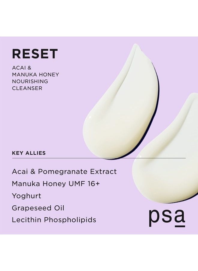 Purposeful Skincare by Allies PSA RESET Acai & Manuka Honey Nourishing Cleanser: Daily Nourishing Cleanser with Acai & Pomegranate Extract, Manuka Honey UMF 16+, Yoghurt, Lactic Acid. 100 ml / 3.4 oz  - Image 3