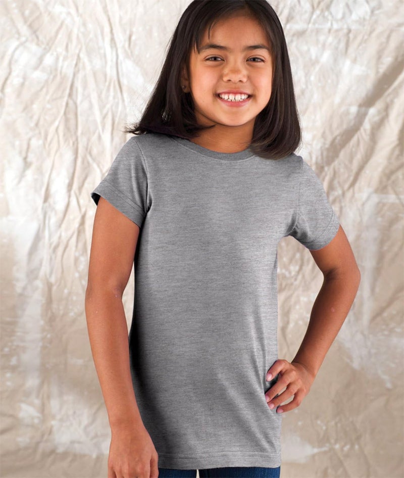 LAT Sportswear Girls Fine Jersey LongerLength TShirt Hthr 937 Medium - Image 2