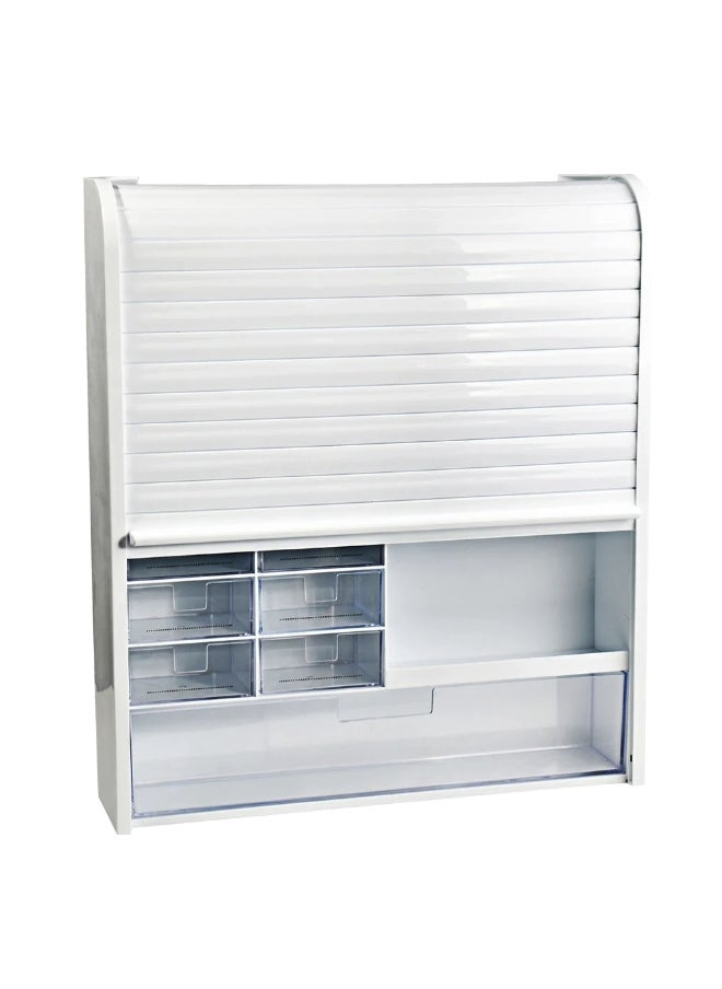 Primanova Wall Mounted Bathroom Medicine Cabinet with Shutters Clear and White 85 x 48 x 42 cm  - Image 1
