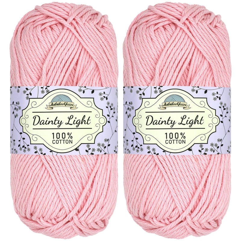 BambooMN JubileeYarn Dainty Light Yarn  100gSkein Worsted Weight Cotton  305 Primrose Pink  2 Skeins