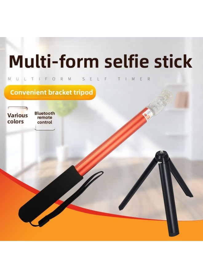 Aluminum Alloy Selfie Live Stick Smart Phone Digital Lazy Selfie Stick Bluetooth Telescopic Selfie Stick-Color:Red  - Image 2
