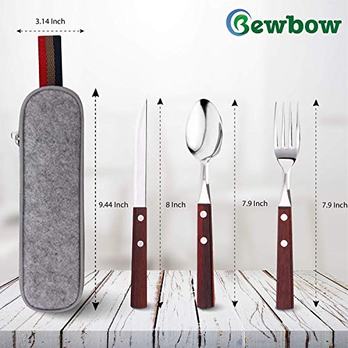 Bewbow PREMIUM QUALITY Stainless Steel travel utensils Set with case, Healthy & Eco-Friendly 3pc Full Size Fork, Spoon, Portable, reusable utensils with case - Image 2