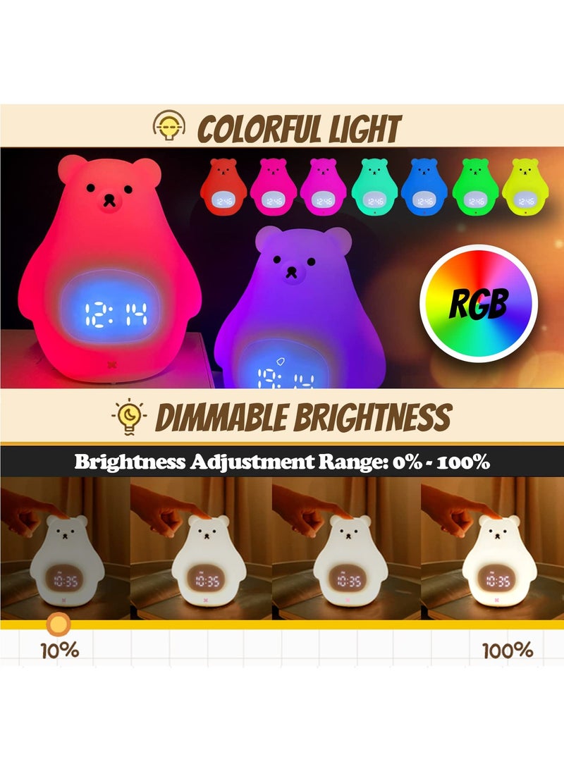Bear Night Light, Soft BPA-Free Silicone Portable Nursery Lamp, Children USB Rechargeable Nightlight for Girls Boys Toddler Birthday Gifts Bedroom Room Decor (RC Seven-colors) - Image 2