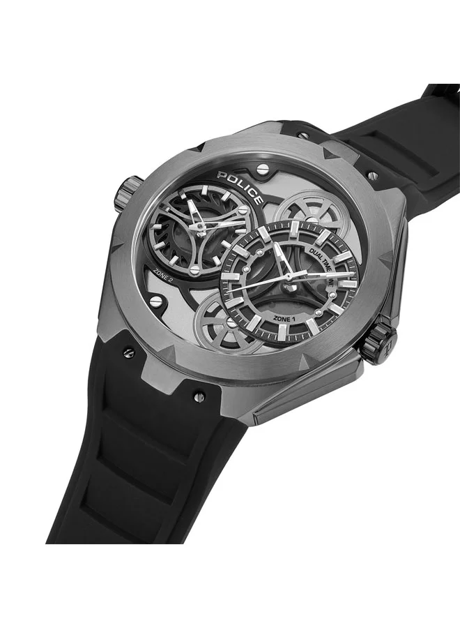 POLICE Scepter Black Dial Black Silicone Strap Analog Watch for Men - 46mm