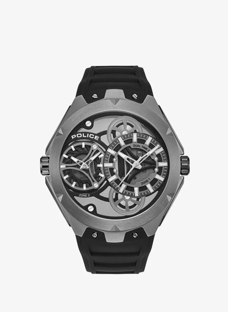 Police Scepter Black Dial Black Silicone Strap Analog Watch for Men - 46mm