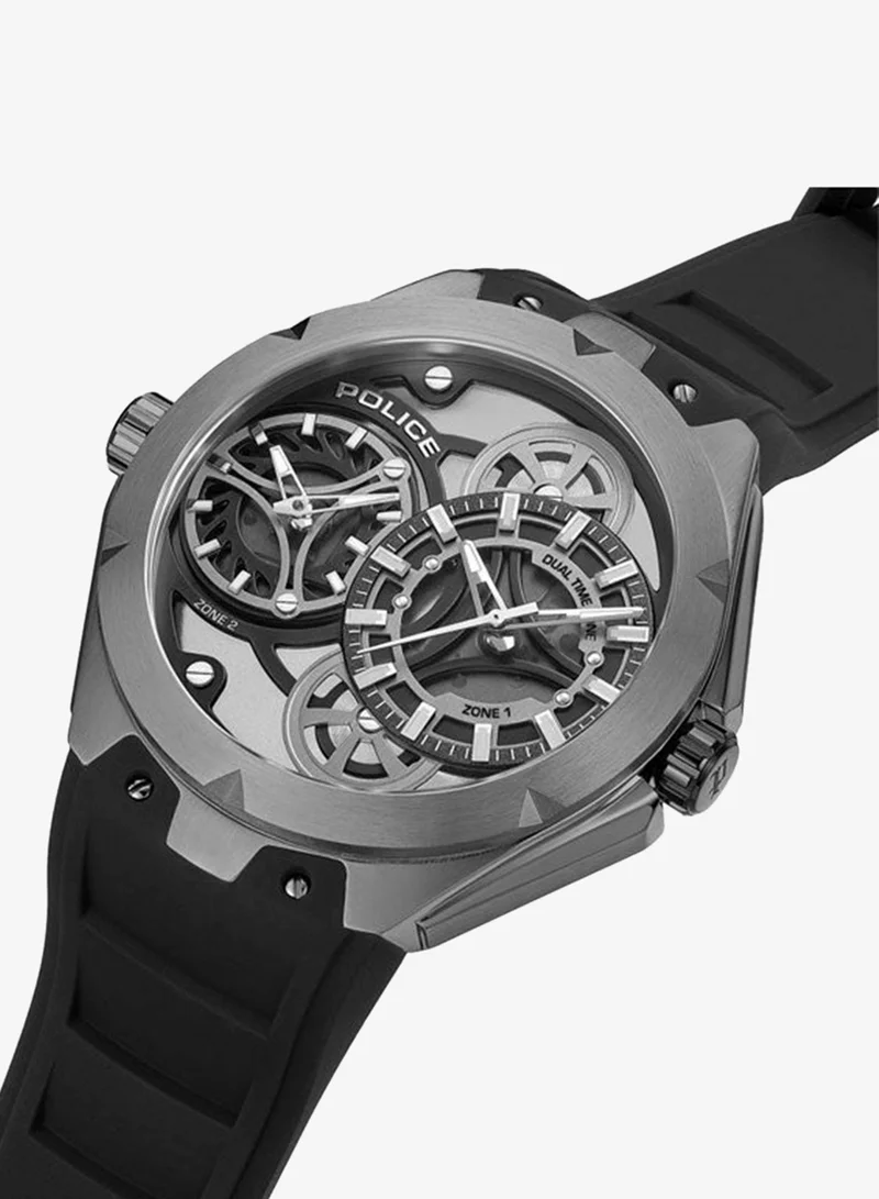 Police Scepter Black Dial Black Silicone Strap Analog Watch for Men - 46mm