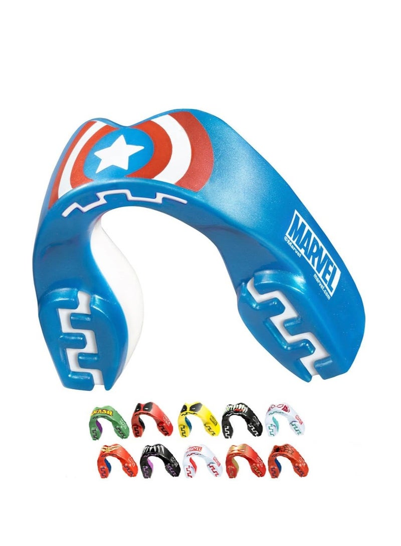 MARVEL Captain America mouthguard Junior, Full contact for all sports including rugby, martial arts, boxing, ice hockey and all contact sports - Image 1