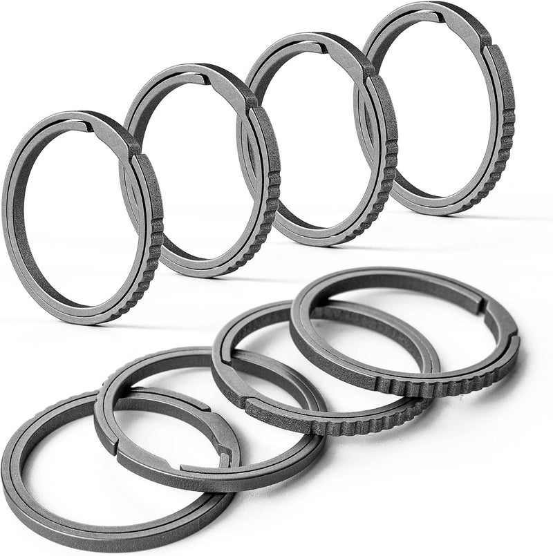FEGVE Small Titanium Side Pushing Keychain Rings, Easy Open Key Chain Ring for Men and Women, Matte-8pcs, S - Image 1