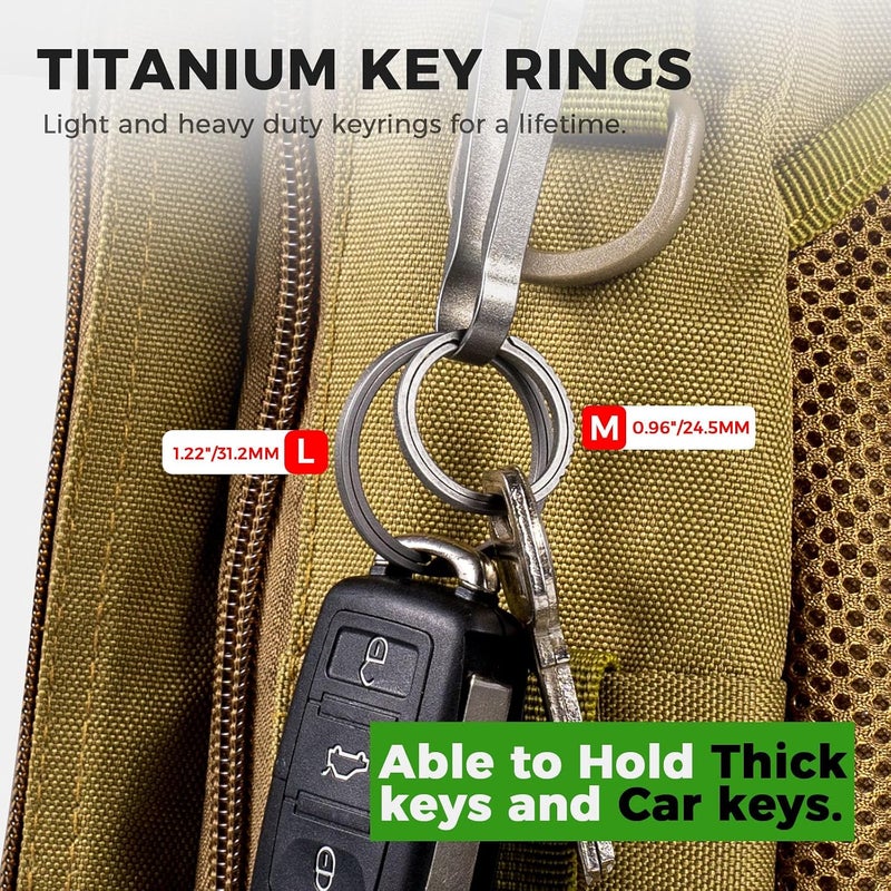 FEGVE Small Titanium Side Pushing Keychain Rings, Easy Open Key Chain Ring for Men and Women, Matte-8pcs, S - Image 5