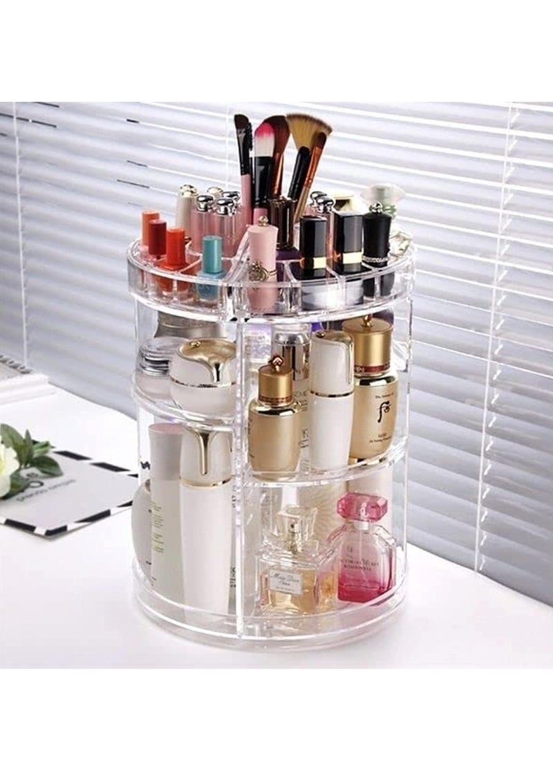 ECARES ECARES® Makeup Organizer, 360 Degree, 8 Components, Large Capacity Carousel, Adjustable Revolving, Skin Care Cosmetic Perfume Jewelry Organizer for Vanity and Bathroom Countertop, Clear Transparent  - Image 1