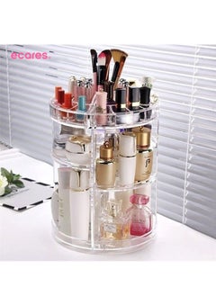 ECARES ECARES® Makeup Organizer, 360 Degree, 8 Components, Large Capacity Carousel, Adjustable Revolving, Skin Care Cosmetic Perfume Jewelry Organizer for Vanity and Bathroom Countertop, Clear Transparent  - Image 1