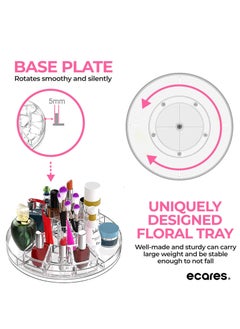 ECARES ECARES® Makeup Organizer, 360 Degree, 8 Components, Large Capacity Carousel, Adjustable Revolving, Skin Care Cosmetic Perfume Jewelry Organizer for Vanity and Bathroom Countertop, Clear Transparent  - Image 2