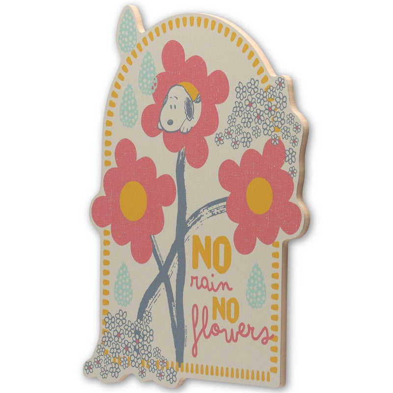 Open Road Brands Peanuts Snoopy No Rain No Flowers Wood Wall Decor - Adorable Snoopy Wall Art for Home or Nursery - Image 2