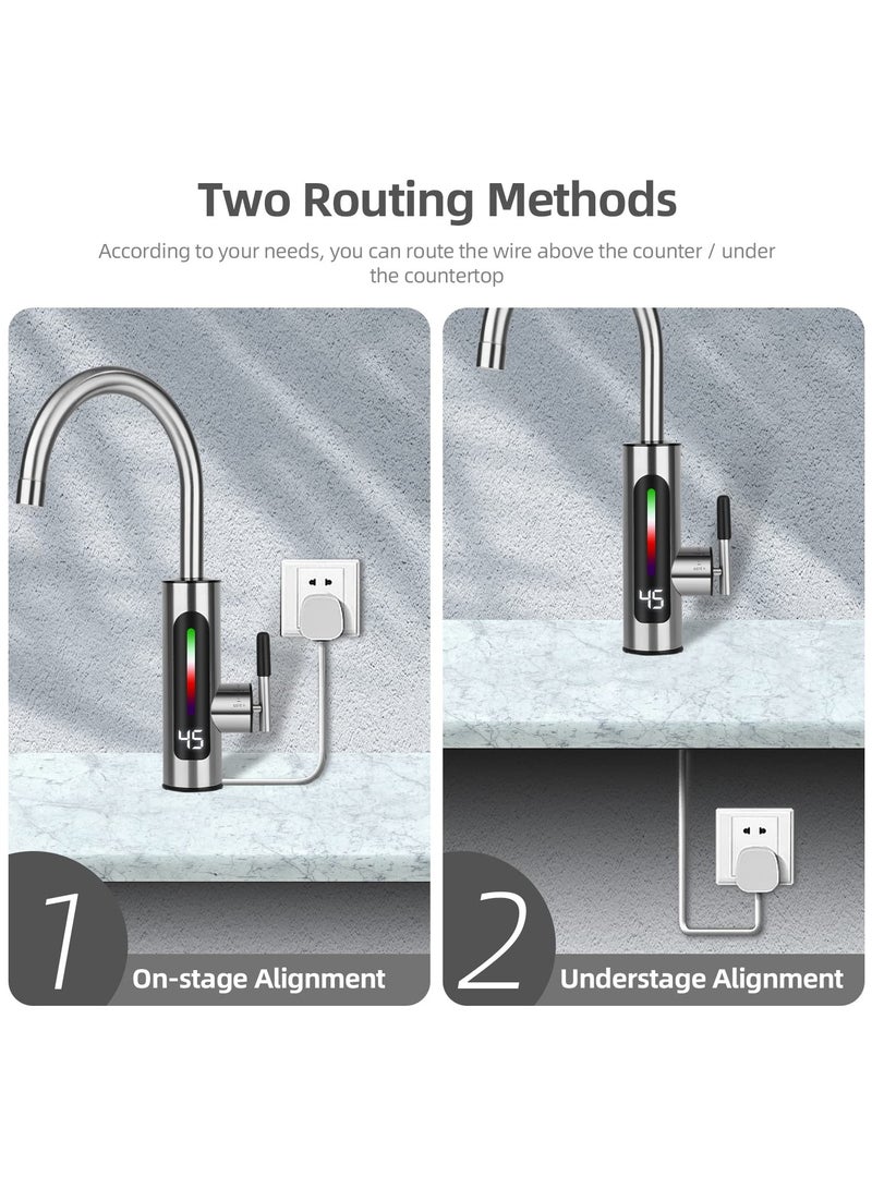Zikra Kitchen Instant Heating Hot Water Tap, 360¬∞ Rotatable Stainless Steel Instant Heater Faucet with LED Digital Display, 220V 3000W Electric Water Heater Tap for Kitchen and Bathroom - Image 5