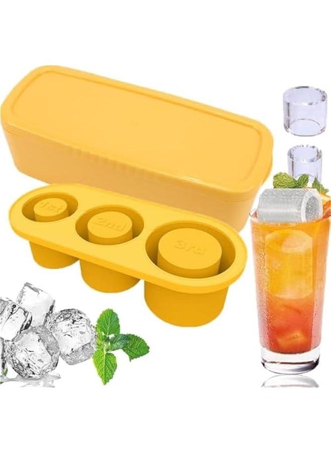 هوكور RCCO Ice Cube Tray for Stanley 40Oz Tumbler Cup,5Pcs Silicone Hollow Cylinder Ice Mold with Lid and Bin for Freezer,Ice Drink, Juice,Coffee,Easy Fill and Release Ice Maker,BPA Free (Yellow)  - Image 1