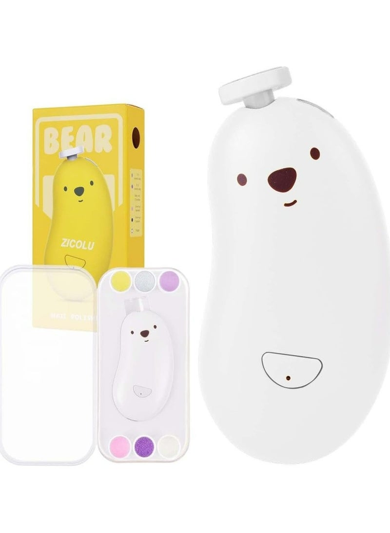 1 Set White Electric Rechargeable Baby Nail File - Image 1