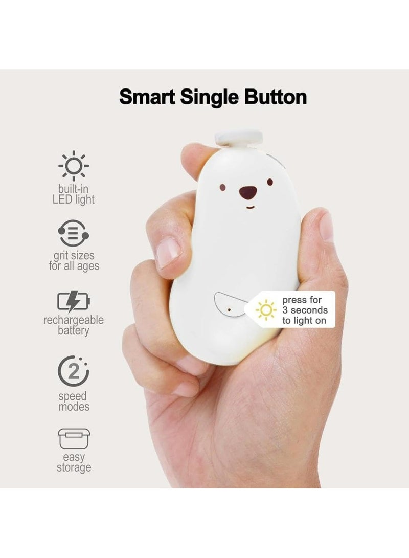 1 Set White Electric Rechargeable Baby Nail File - Image 4