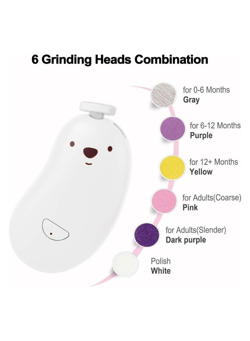 1 Set White Electric Rechargeable Baby Nail File - Image 3