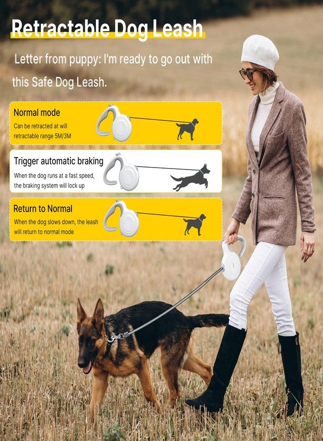 Petsuper 10Ft Auto-Brake Retractable Dog Leash for Small Medium Dogs Light Weight 360° Tangle-Free Strong Nylon Tape and Ergonomic Anti-Slip Soft Handle One-Handed Brake - Image 4