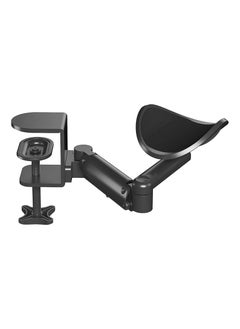 Ergonomic Arm Rest Support for Desk Armrest Pad Rotating Wrist Rest Holder, Extendable & Adjustable, Aluminum Material (Black)