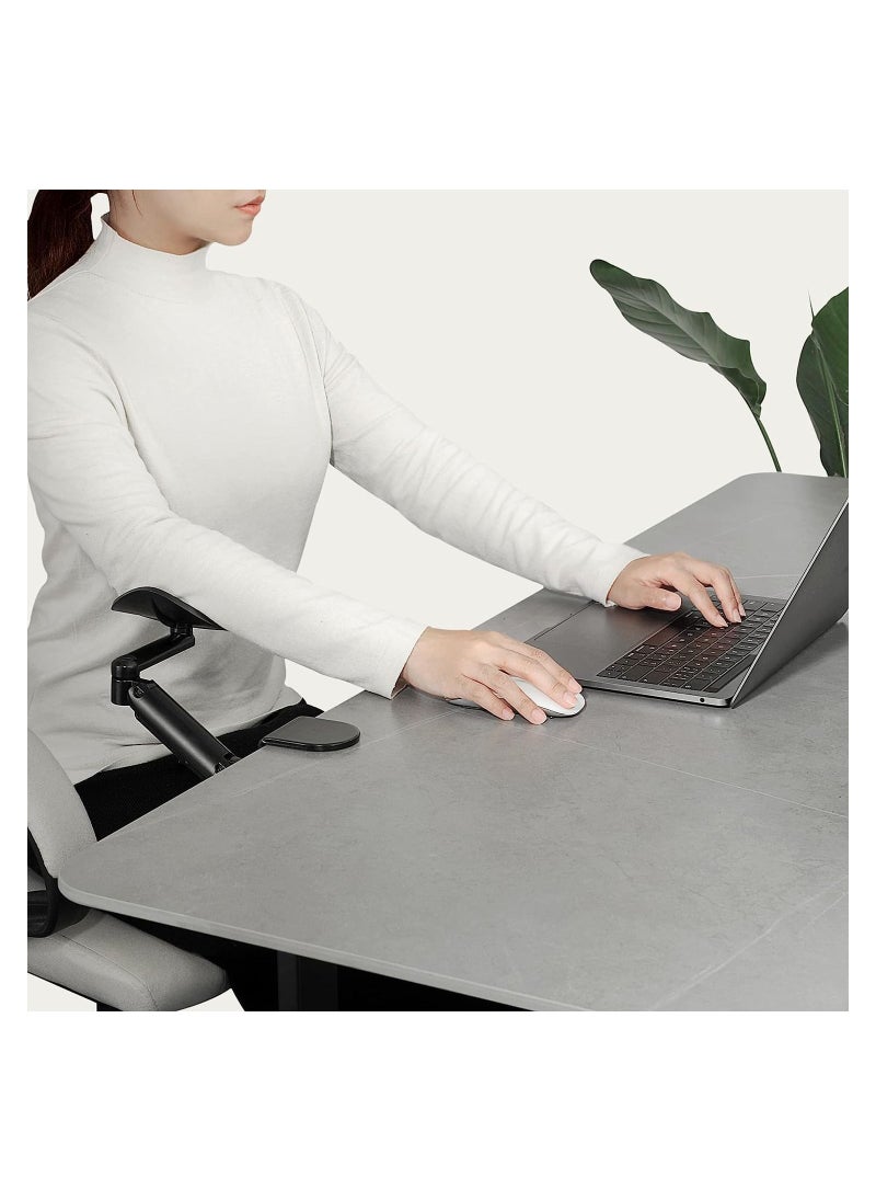 DMG TECH - Ergonomic Arm Rest Support for Desk Armrest Pad Rotating Wrist Rest Holder, Extendable & Adjustable, Aluminum Material (Black) - Image 1