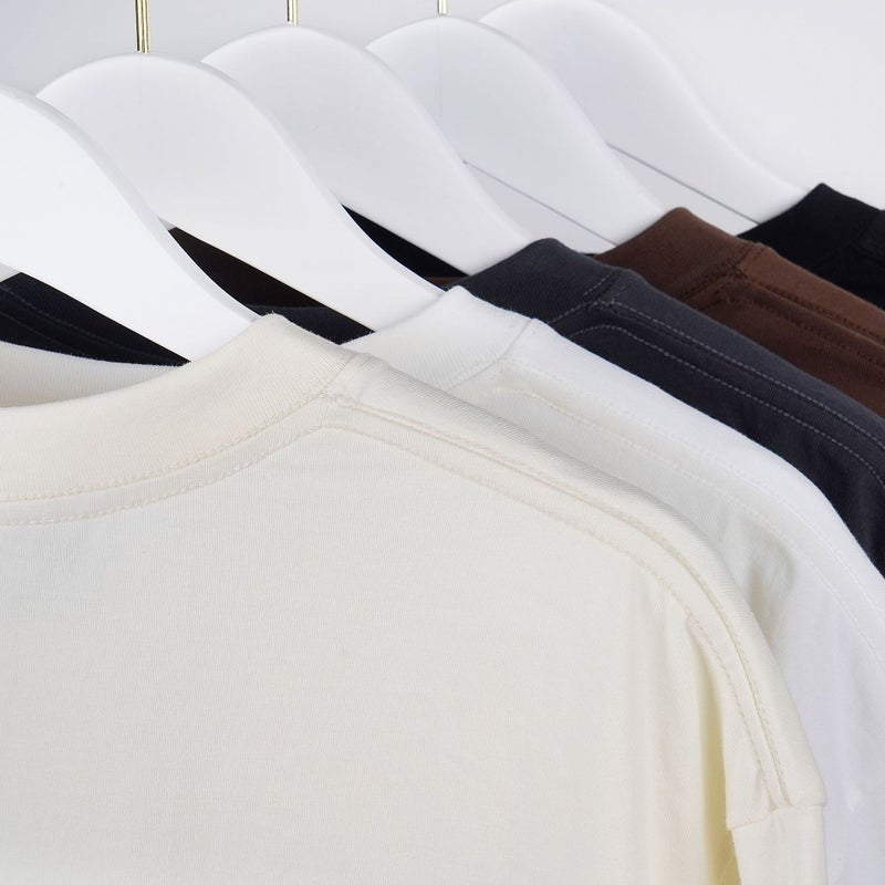 Dropped Shoulder | Three Anti-Sweat Anti-Wrinkle Anti-Deformation Heavy T-Shirt Solona Short Sleeve Round Neck Tide Brand Ins Loose Base - Image 4