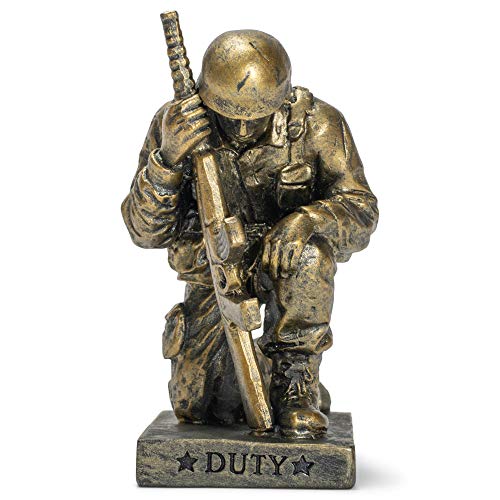 Dicksons Duty Faith God Praying Soldier 5 inch Gold Resin Stone Table Top Figurine - Image 5