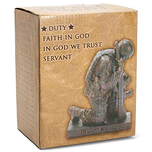 Dicksons Duty Faith God Praying Soldier 5 inch Gold Resin Stone Table Top Figurine - Image 3