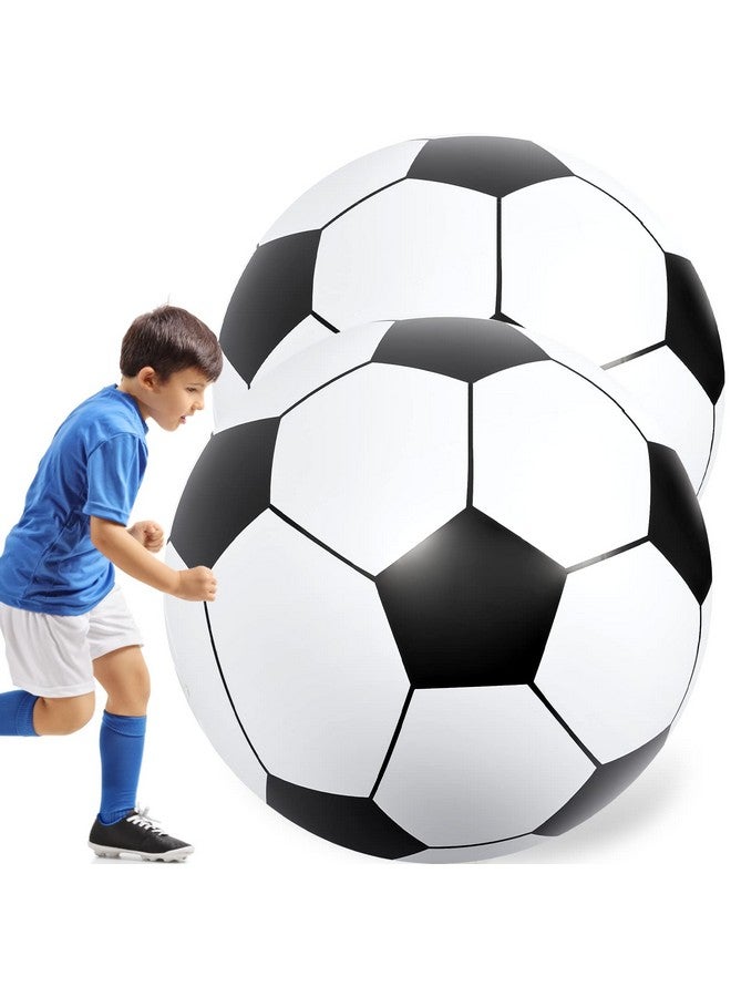 Lewtemi 2 Pcs 40 Inch Giant Inflatable Soccer Ball Large Inflatable Football Sports Birthday Party Decorations Favors Balls Summer Pool Themed Party Toys For Outdoor Activity Games(Black) - Image 1