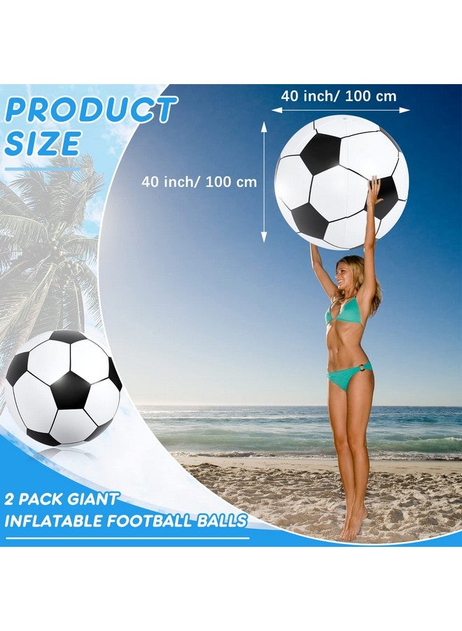 Lewtemi 2 Pcs 40 Inch Giant Inflatable Soccer Ball Large Inflatable Football Sports Birthday Party Decorations Favors Balls Summer Pool Themed Party Toys For Outdoor Activity Games(Black) - Image 2