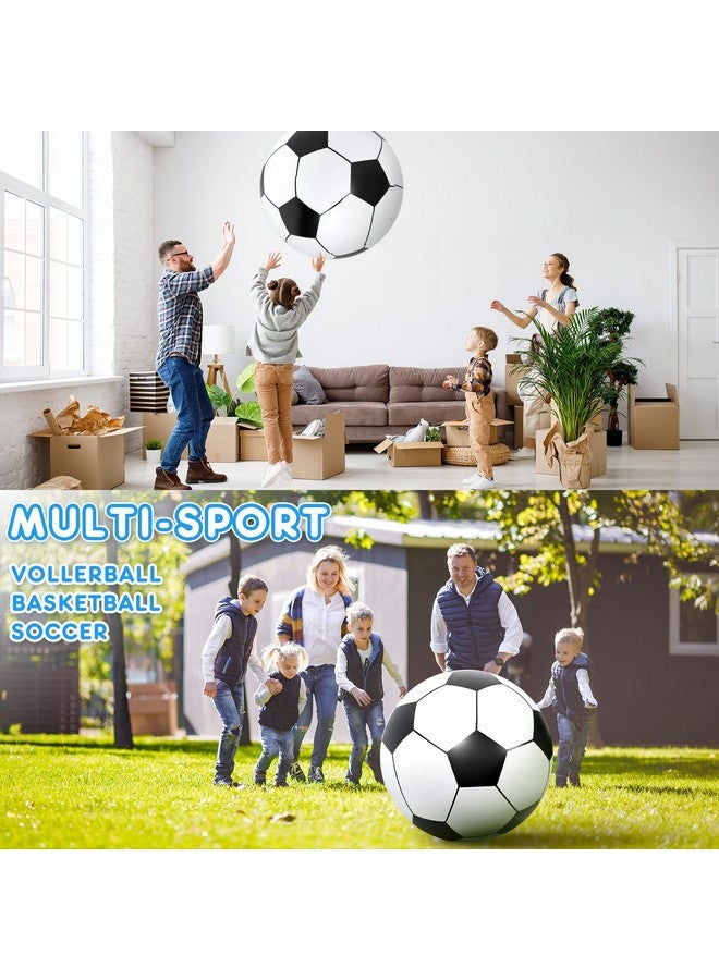 Lewtemi 2 Pcs 40 Inch Giant Inflatable Soccer Ball Large Inflatable Football Sports Birthday Party Decorations Favors Balls Summer Pool Themed Party Toys For Outdoor Activity Games(Black) - Image 4