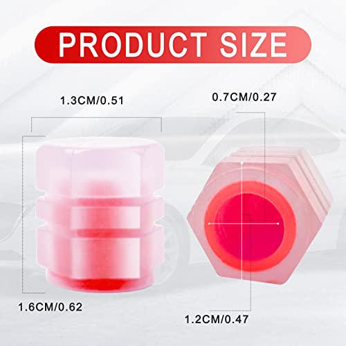 Miytsya 8 PCS Luminous Wheels Cap Tire Valve Stem, Glow Luminous at Night, Air Caps Cover Fluorescent, Illuminated Auto Car Wheel Valve Stem Caps Cover for SUV, Motorcycles, Truck, Vehicle (Red) - Image 3
