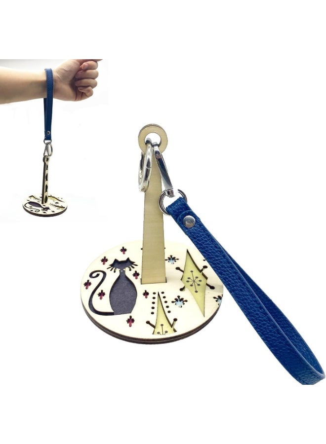 Portable Wrist Yarn Holder with Wrist Strap Crochet Yarn Holder Knitting Accessories with Wrist Strap Wooden Yarn Holder with Wrist Strap Blue - Image 1