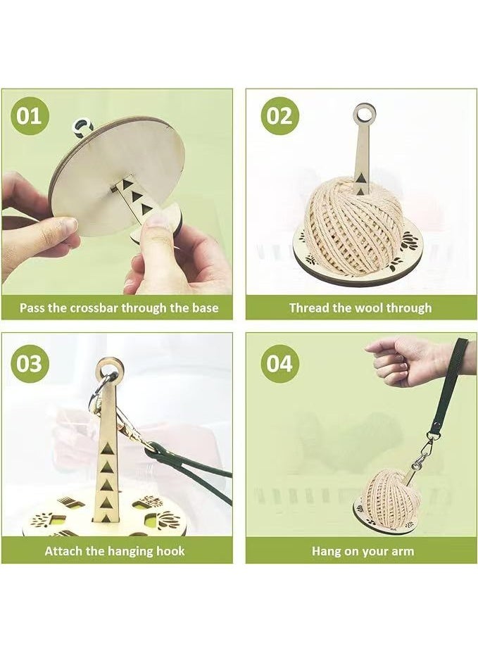 Portable Wrist Yarn Holder with Wrist Strap Crochet Yarn Holder Knitting Accessories with Wrist Strap Wooden Yarn Holder with Wrist Strap Blue - Image 2