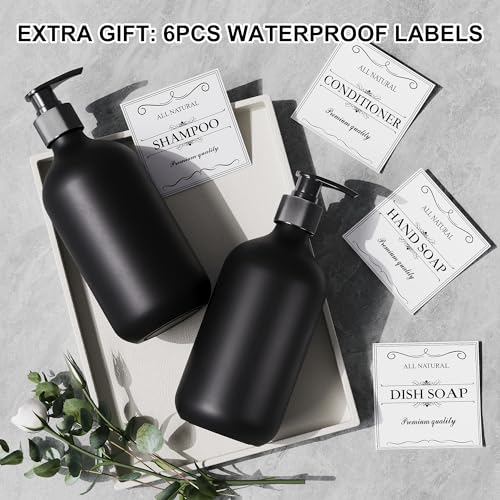 Kzeirm 2Pcs Black Soap Dispenser, 16oz Plastic Dish & Hand Soap Dispenser for Kitchen, Empty Liquid & Lotion Dispenser Set for Bathroom Accessories - Image 2
