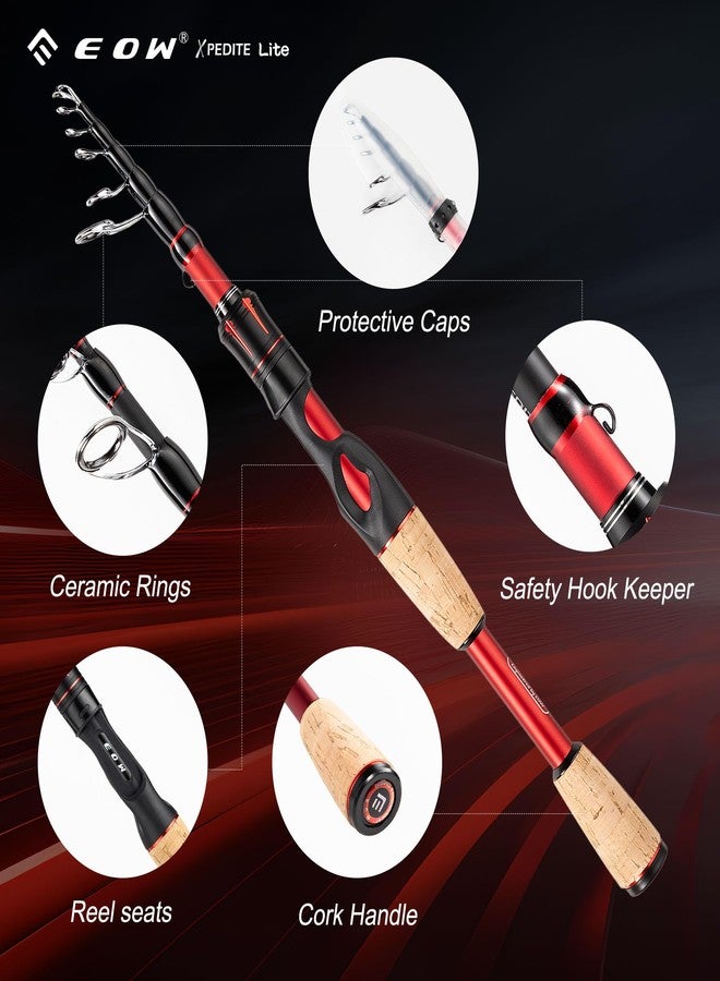 EOW XPEDITE LITE Portable Telescopic Fishing Rods, Spinning & Casting Fishing Poles, 24T Carbon Rod Blanks, Solid Carbon Tip, Split Cork Grips, Travel Rod (Combo- Spinning Rod and Reel, 7') - Image 5