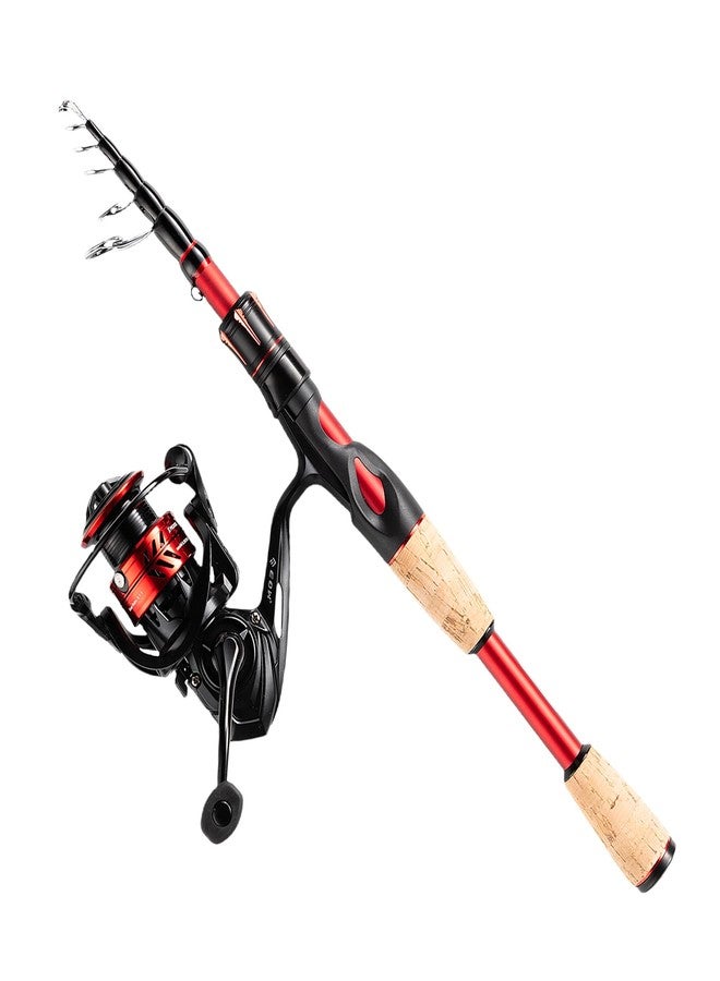 EOW XPEDITE LITE Portable Telescopic Fishing Rods, Spinning & Casting Fishing Poles, 24T Carbon Rod Blanks, Solid Carbon Tip, Split Cork Grips, Travel Rod (Combo- Spinning Rod and Reel, 7') - Image 1