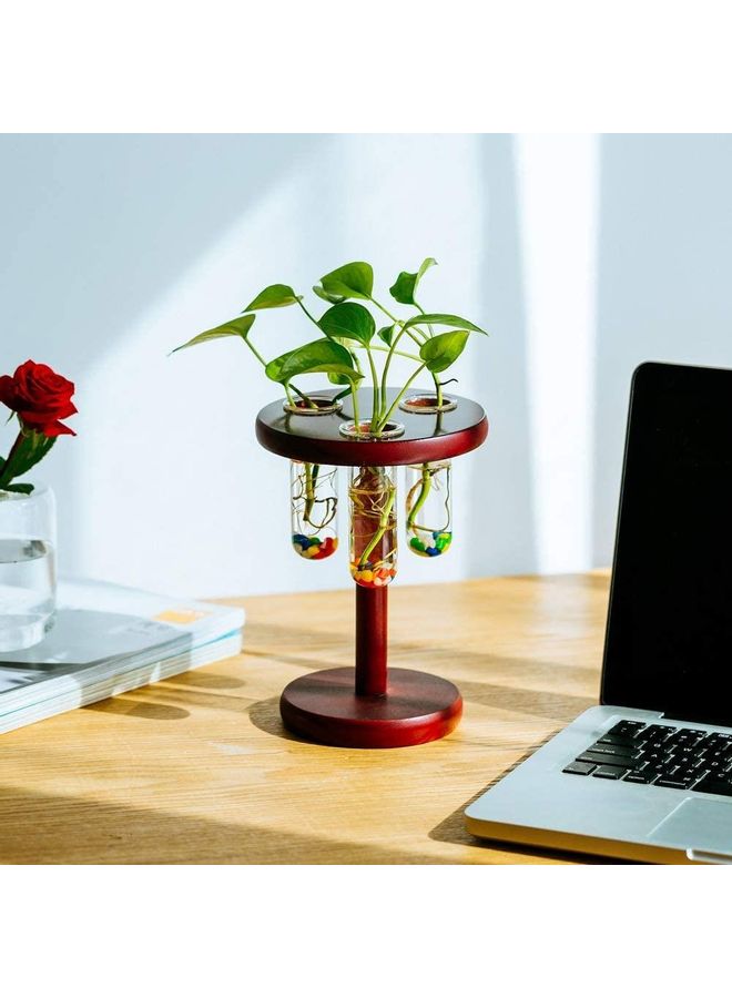 Y&D 3-Piece Test Tube Planter Flower Bud Vase With Wood Stand Multicolour one sizecm - Image 2