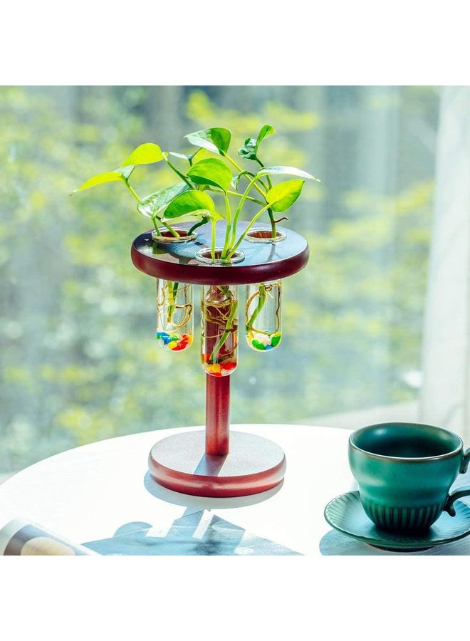 Y&D 3-Piece Test Tube Planter Flower Bud Vase With Wood Stand Multicolour one sizecm - Image 3