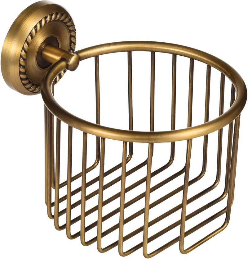 Bronze Toilet Paper Holder, Rustic Copper Wall Mount Basket, Vintage Style for Bathroom Tissue, Hollow-Out Design, 6.5 X 2.6 X 5.3 in - Image 5