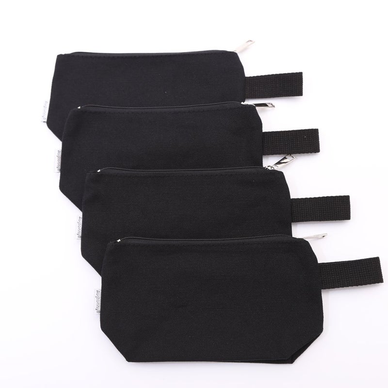 Augbunny 100% Cotton 16Oz Heavy Duty Multi-Purpose Canvas Zipper Cosmetics Makeup Travel Toiletry Organizing Pouch 4-Pack - Image 2