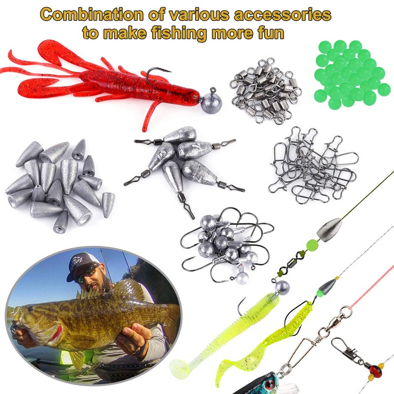 PLUSINNO طقم ملحقات الصيد PLUSINNO 189 قطعة، صندوق أدوات الصيد مع الأدوات المضمنة، خطافات الصيد، أوزان الغطس، شفرات الدوار، معدات الصيد للباس، البلوجيل، الكرابي - Image 5