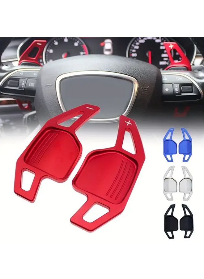 2 Pcs Red Car Aluminum Alloy Steering Wheel Shifters Extension Fit For Audi Models DSG 2006 2011 - Image 1